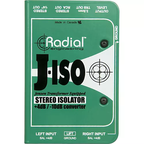 Radial Engineering J-ISO Jensen Transformer Equipped Stereo Isolator +4dB to -10dB Converter - musicians--Friend