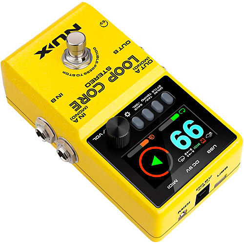 NUX Loop Core Stereo Looper with MIDI and Drum Patterns Effects Pedal Yellow - musicians--Friend