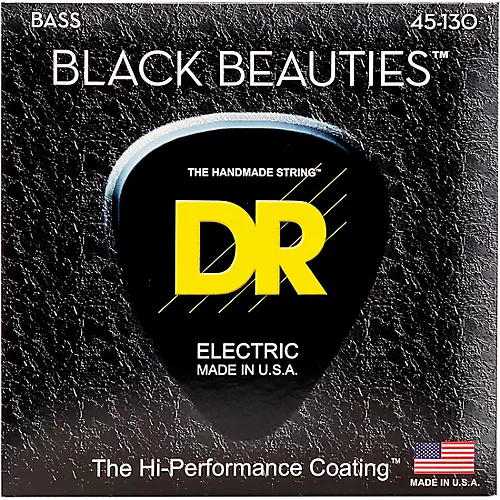 DR Strings BLACK BEAUTIES  Black Coated 5-String Bass Strings Medium (45-130) - musicians--Friend