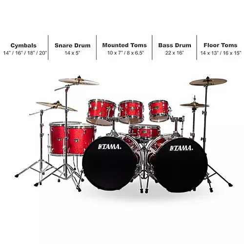 TAMA Imperialstar 8-Piece Double Bass Drum Set With MEINL HCS Cymbals Candy Apple Mist - musicians--Friend