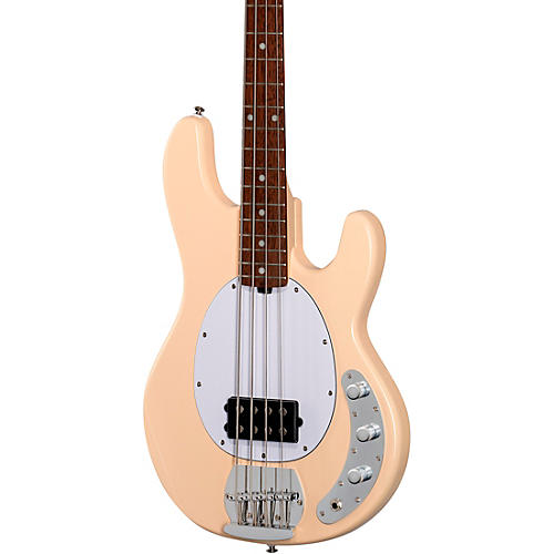 Sterling by Music Man StingRay Ray4 Electric Bass Guitar Pueblo Pink White Pickguard - musicians--Friend