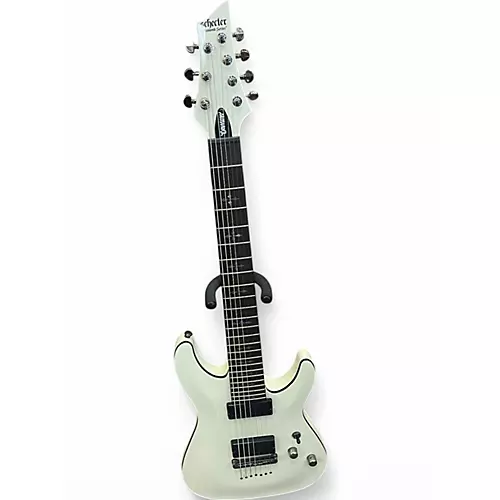 Used Schecter Guitar Research Diamond Series Demon 7 White Solid Body Electric Guitar White - musicians--Friend