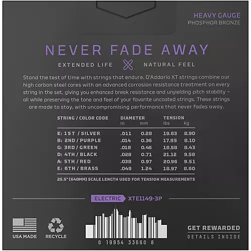 D'Addario XT Nickel-Plated Electric Guitar Strings 11-49, Medium 3-Pack - musicians--Friend