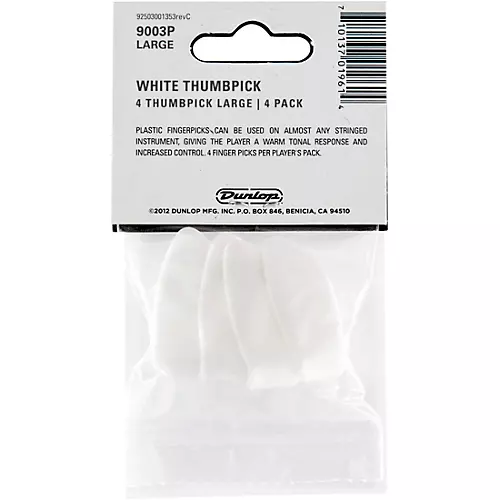 Dunlop DUNLOP 9003P LG THUMB PICK WHT (4) - musicians--Friend