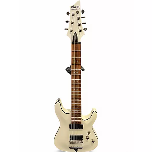 Used Schecter Guitar Research Demon 7 String White Solid Body Electric Guitar White - musicians--Friend