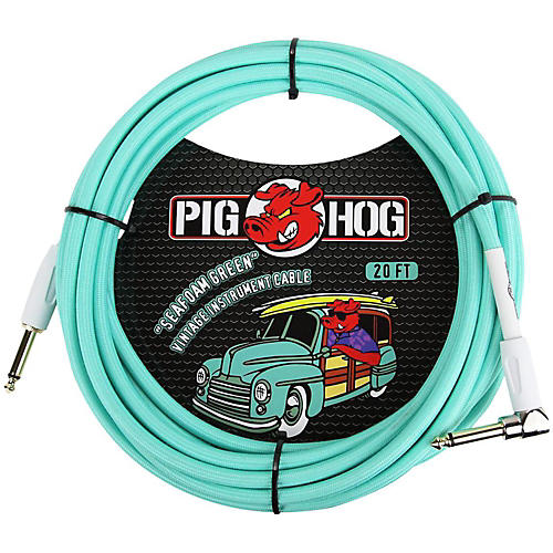 Pig Hog Right Angle Instrument Cable 10 ft. Daphne Blue - musicians--Friend
