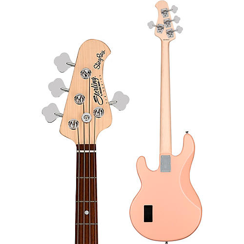 Sterling by Music Man StingRay Ray4 Electric Bass Guitar Pueblo Pink White Pickguard - musicians--Friend