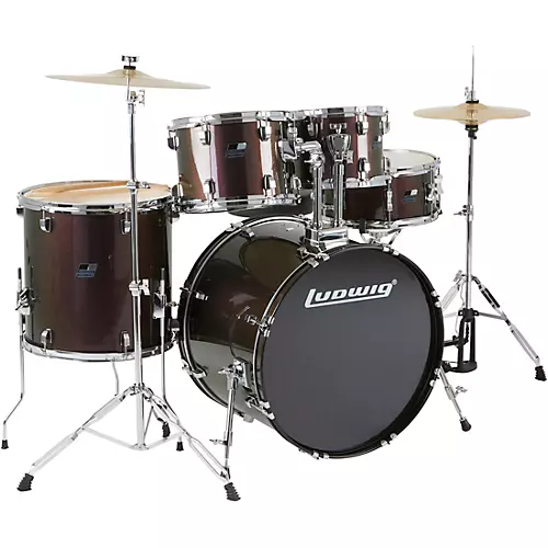 Ludwig BackBeat Complete 5-Piece Drum Set With Hardware and Cymbals Metallic Purple Mist - musicians--Friend