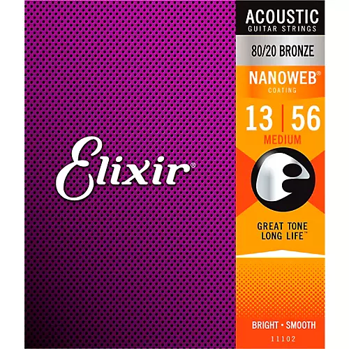 Elixir 80/20 Bronze Acoustic Guitar Strings With NANOWEB Coating, Medium (.013-.056) - musicians--Friend