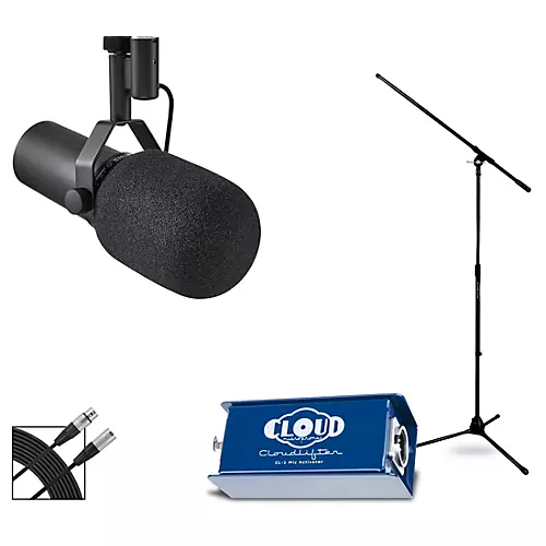 Shure SM7B Dynamic Microphone and CL-1 Cloudlifter Kit with Stand and Cables - musicians--Friend