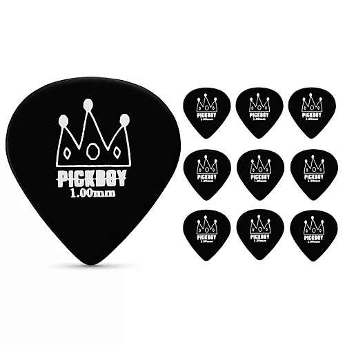 Pick Boy Round Raindrop Black with Crown Cellulose Guitar Picks 1.00 mm 10 Pack - musicians--Friend