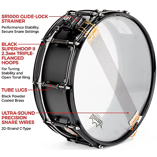 Pearl Ultracast 5/3/5mm Cast Aluminum Snare Drum 14 x 5 in. Black - musicians--Friend