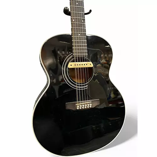 Used Guild jf30-12 Black 12 String Acoustic Electric Guitar Black - musicians--Friend