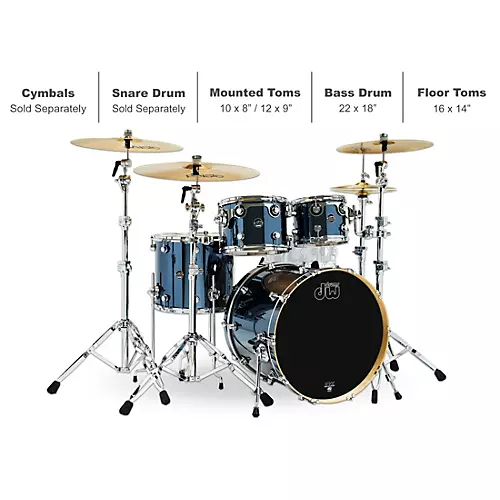 DW 4-Piece Performance Series Shell Pack Hard Satin Charcoal Metallic - musicians--Friend