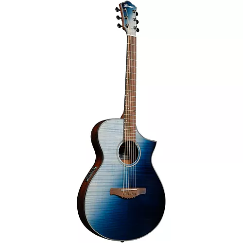 Ibanez AEWC32FM Thinline Acoustic-Electric Guitar Dark Green Sunset Fade - musicians--Friend