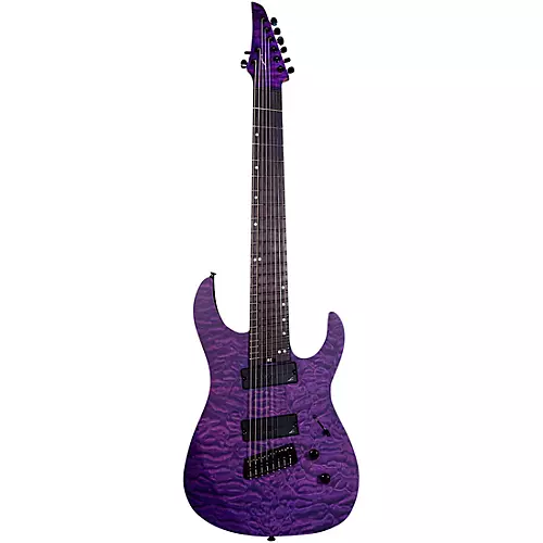 Legator Ninja 8 String Multi-Scale Super Shred Series Quilted Maple Electric Guitar Purple - musicians--Friend