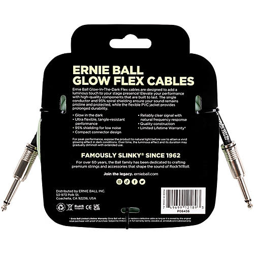 Ernie Ball Flex Glow Instrument Cable Straight/Straight 20 ft. - musicians--Friend