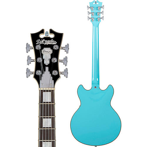 D'Angelico Premier Mini DC Semi-Hollow Electric Guitar Sky Blue - musicians--Friend