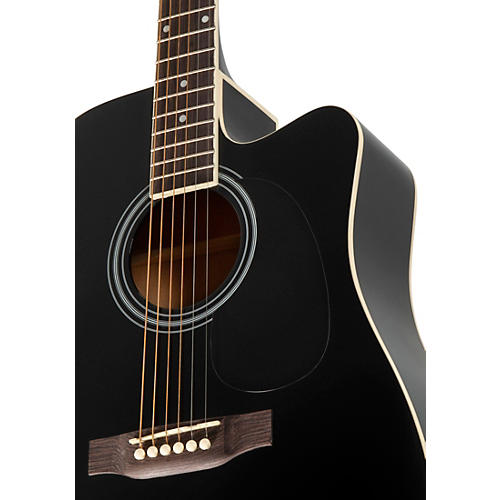 Rogue RA-110D-CE Dreadnought Cutaway Acoustic-Electric Guitar Black - musicians--Friend