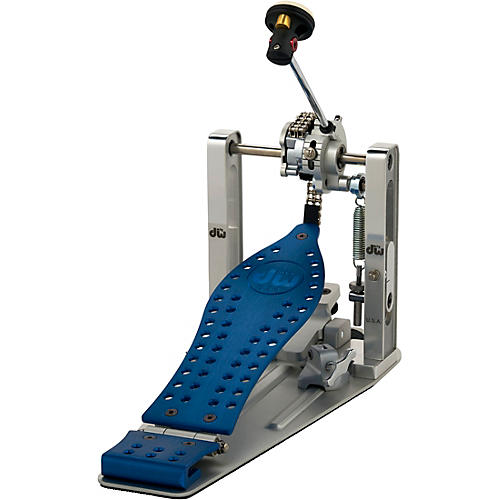 DW Colorboard Machined Chain Drive Single Bass Drum Pedal with Blue Footboard - musicians--Friend