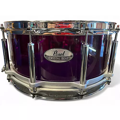 Used Pearl 14X6.5 Crystal Beat Free Floating Snare Purple Acrylic Drum Purple Acrylic 213 - musicians--Friend