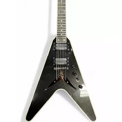 Used Epiphone Dave Mustaine Flying V Custom Black Metallic Solid Body Electric Guitar Black Metallic - musicians--Friend