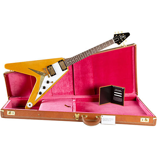 Gibson Custom 1958 Korina Flying V White Pickguard Electric Guitar Natural - musicians--Friend