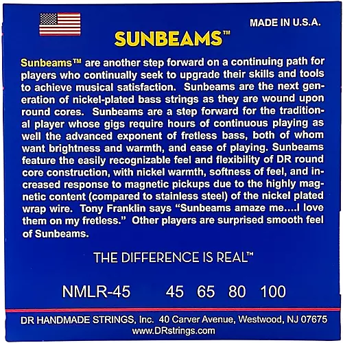 DR Strings Sunbeams NMLR-45 Medium Light 4-String Bass Strings - musicians--Friend