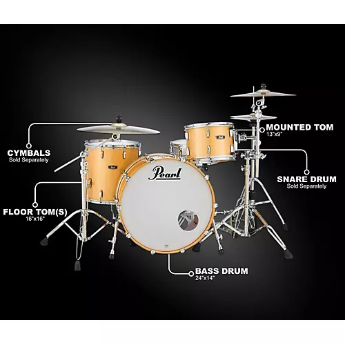 Open-Box Pearl Vintage Hybrid Wood Fiberglass Series 3-Piece Shell Pack with 24 in. Bass Drum Condition 1 - Mint Antique Gold - musicians--Friend