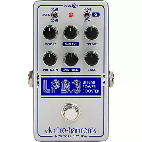 Electro-Harmonix LPB-3 Linear Power Booster & EQ Effect Pedal Silver and Blue - musicians--Friend