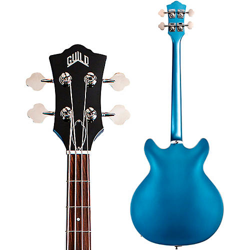 Guild Starfire I Bass Semi-Hollow Short Scale Double-Cut Electric Bass Guitar Pelham Blue - musicians--Friend