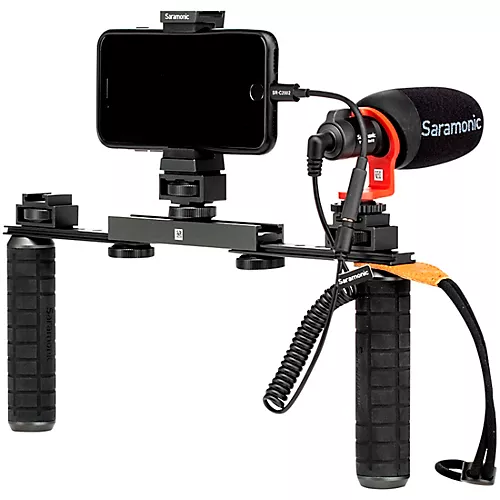 Saramonic VGM Smartphone/Camera Vlogging & Video Production Kit with Adjustable Dual Stabilizing Grips, Shoe Mounts & Vmic Mini Microphone - musicians--Friend