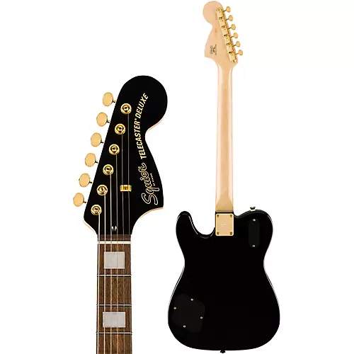Squier Paranormal Troublemaker Telecaster Deluxe Gold Hardware Limited-Edition Electric Guitar Black - musicians--Friend