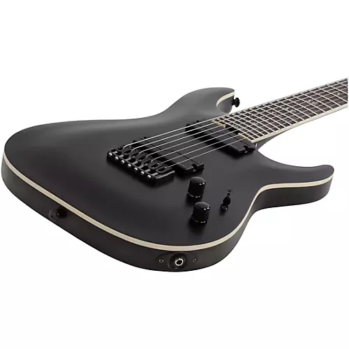 Schecter Guitar Research C-7 SLS Elite Evil Twin 7-String Electric Guitar Satin Black - musicians--Friend