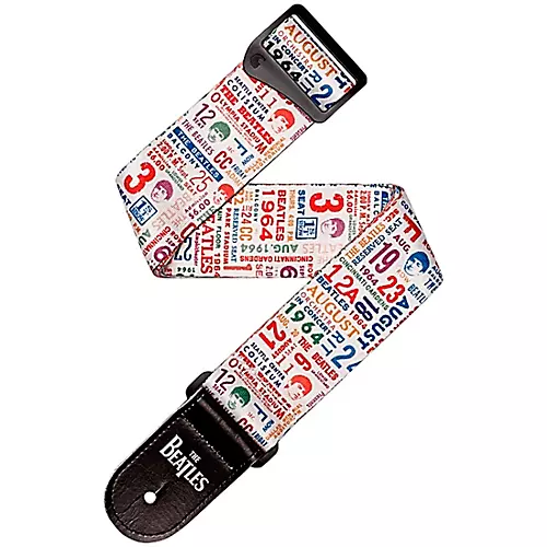 D'Addario 1964 US Tour Ticket Stubs Beatles Guitar Strap Black - musicians--Friend