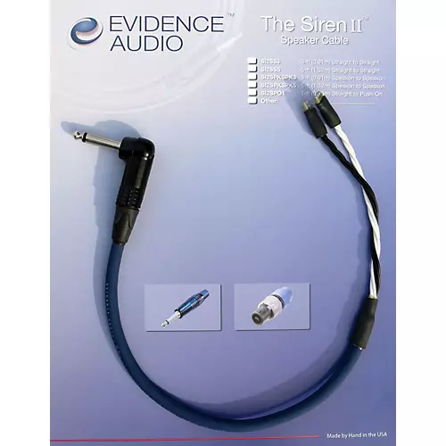 Evidence Audio Siren II Right-Angle Combo Speaker Cable 1 ft. - musicians--Friend