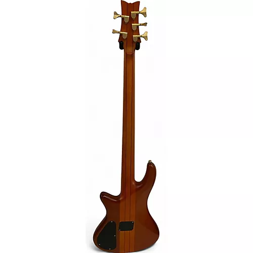 Used Schecter Guitar Research Stiletto Studio 5 String Amber Electric Bass Guitar Amber - musicians--Friend