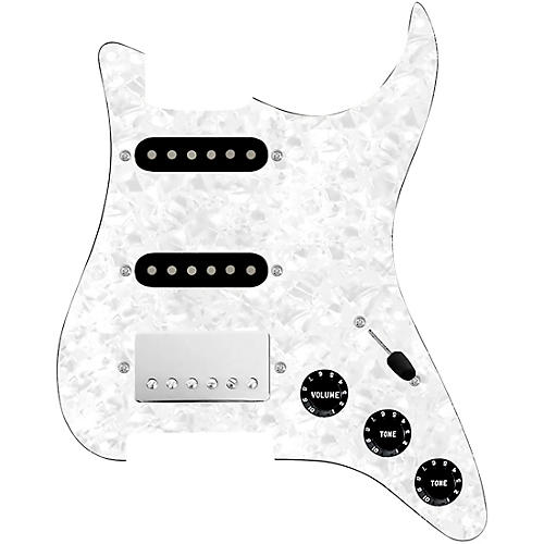 920D Custom HSS Loaded Pickguard For Strat With A Nickel Smoothie Humbucker, Black Texas Vintage Pickups and Black Knobs White Pearl - musicians--Friend