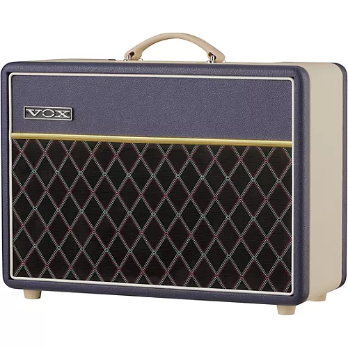 VOX AC10 Custom 10W 1x10 Limited-Edition Tube Guitar Combo Amp With KORG Pitchblack X Pedal Tuner Blue/Cream - musicians--Friend