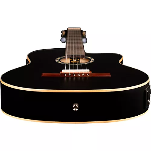 Ortega RCE125SN Family Series Thinline Acoustic-Electric Classical Guitar Satin Black - musicians--Friend