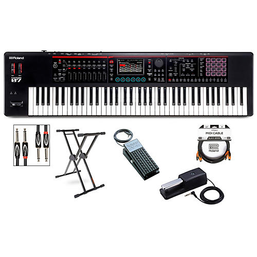 Roland FANTOM-07 Synthesizer With KS-20X, DP-10 and EV-5 Plus Black Series Audio and MIDI Cables - musicians--Friend