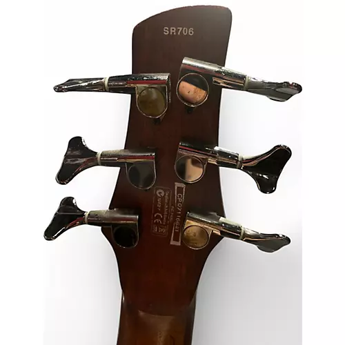 Used 2000s Ibanez Sound Gear SR706 Transparent Black Electric Bass Guitar Transparent Black - musicians--Friend