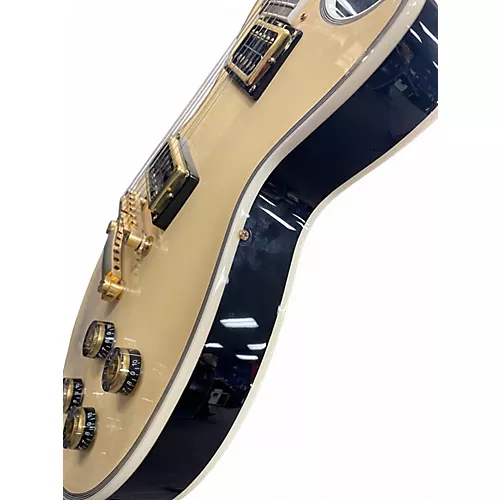 Used 2018 Epiphone Les Paul Custom Pro Antique Ivory Solid Body Electric Guitar Antique Ivory - musicians--Friend