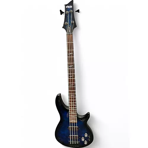 Used Schecter Guitar Research Omen elite 4 Blue Electric Bass Guitar Blue - musicians--Friend