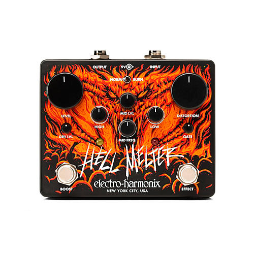 Electro-Harmonix Hell Melter Distortion Effects Pedal Black and Orange - musicians--Friend