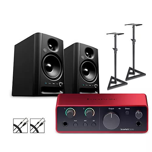 Focusrite Solo Gen4 With Harbinger Studio Monitor Pair, Stands & Cables SM505 - musicians--Friend