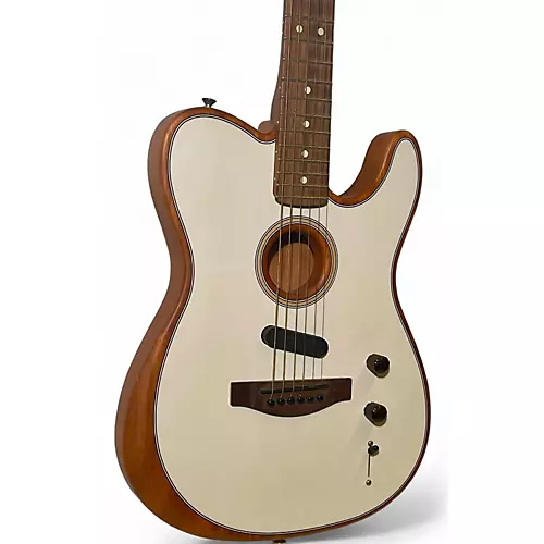 Used Fender Acoustasonic Player Telecaster White Acoustic Electric Guitar White - musicians--Friend