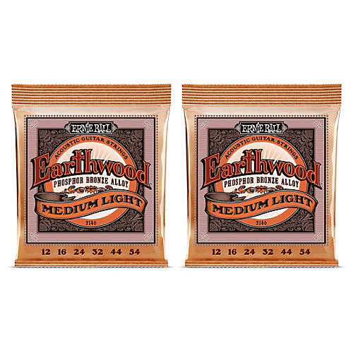Ernie Ball 2146 Earthwood Phosphor Bronze Medium-Light Acoustic Guitar Strings 2-Pack - musicians--Friend
