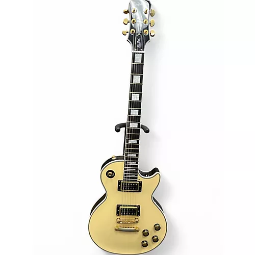 Used 2018 Epiphone Les Paul Custom Pro Antique Ivory Solid Body Electric Guitar Antique Ivory - musicians--Friend
