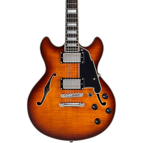 D'Angelico Premier Mini DC Semi-Hollow Electric Guitar With Stopbar Tailpiece Black Flake - musicians--Friend